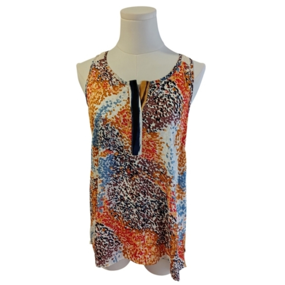 Joy Joy Unique Multicolor Lace Back Striped Open Tank Top Blouse Size Small
